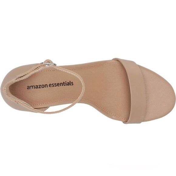 Amazon Essentials Two Strap Heeled Sandal beige faux leather multiple sizes - Picture 4 of 10